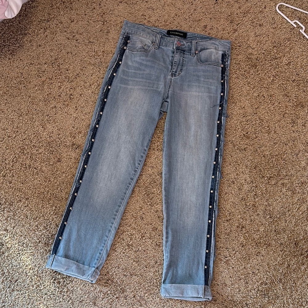 Embellished Light-Wash Denim